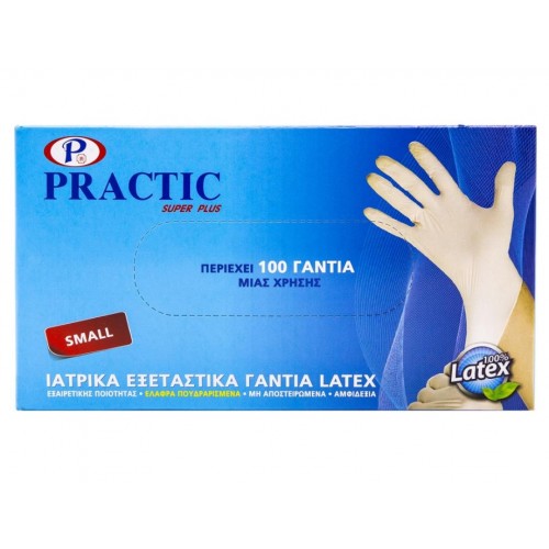 Practic Super Plus Ιατρικά Εξεταστικά Γάντια Latex Small Χωρίς Πούδρα Λευκό